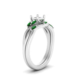 Load image into Gallery viewer, twisted-diamond-semi-mount-wedding-band-sets-with-emerald-in-white-gold-FD8300SMGEMGR-NL-WG
