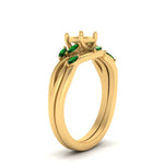 Load image into Gallery viewer, twisted-diamond-semi-mount-wedding-band-sets-with-emerald-in-yellow-gold-FD8300SMGEMGR-NL-YG