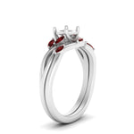 Load image into Gallery viewer, twisted-diamond-semi-mount-wedding-band-sets-with-ruby-in-white-gold-FD8300SMGRUDR-NL-WG