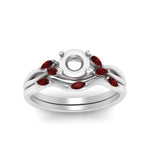 Load image into Gallery viewer, twisted-diamond-semi-mount-wedding-band-sets-with-ruby-in-white-gold-FD8300SMGRUDR-NL-WG