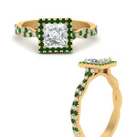 Load image into Gallery viewer, twisted-princess-cut-halo-diamond-engagement-ring-with-emerald-in-yellow-gold-FD9126PRRGEMGRANGLE3-NL-YG_68bd0b46-161c-4e9b-9e1a-29843265edca?v=1757924953