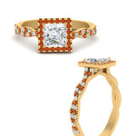 Load image into Gallery viewer, twisted-princess-cut-halo-diamond-engagement-ring-with-orange-sapphire-in-yellow-gold-FD9126PRRGSAORANGLE3-NL-YG?v=1757924847