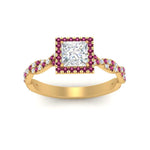 Load image into Gallery viewer, twisted-princess-cut-halo-diamond-engagement-ring-with-pink-sapphire-in-yellow-gold-FD9126PRRGSADRPIANGLE5-NL-YG?v=1757924847
