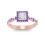 Load image into Gallery viewer, twisted-princess-cut-halo-diamond-engagement-ring-with-purple-topaz-in-rose-gold-FD9126PRRGVITOANGLE5-NL-RG_13e9f4ab-7fa3-4a1e-b955-ef930c870a5f?v=1757924953
