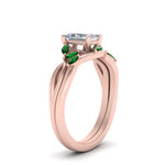 Load image into Gallery viewer, twisted-radiant-cut-womens-emerald-bridal-ring-sets-in-rose-gold-FD8300RAB2GEMGR-NL-RG
