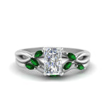 Load image into Gallery viewer, twisted-radiant-cut-womens-emerald-bridal-ring-sets-in-white-gold-FD8300RAB2GEMGR-NL-WG