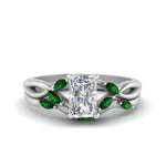 Load image into Gallery viewer, twisted-radiant-cut-womens-emerald-bridal-ring-sets-in-white-gold-FD8300RAB2GEMGR-NL-WG
