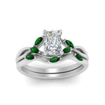 Load image into Gallery viewer, twisted-radiant-cut-womens-emerald-bridal-ring-sets-in-white-gold-FD8300RAB2GEMGR-NL-WG