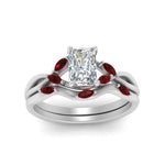 Load image into Gallery viewer, twisted-radiant-cut-womens-ruby-bridal-ring-sets-in-white-gold-FD8300RAB2GRUDR-NL-WG