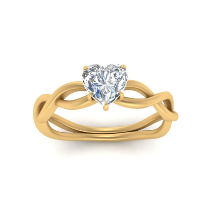 Heart Shaped Infinity Twisted Solitaire Diamond Ring