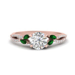 Load image into Gallery viewer, twisted-split-round-cut-vine-engagement-ring-with-emerald-in-rose-gold-FDENR3211RORGEMGRANGLE3-NL-RG