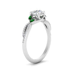 Load image into Gallery viewer, twisted-split-round-cut-vine-engagement-ring-with-emerald-in-white-gold-FDENR3211RORGEMGRANGLE3-NL-WG