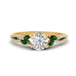Load image into Gallery viewer, twisted-split-round-cut-vine-lab-diamond-engagement-ring-with-emerald-in-yellow-gold-fdenr3211-fancy-1-yg