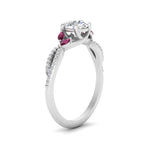 Load image into Gallery viewer, twisted-split-round-cut-vine-engagement-ring-with-pink-sapphire-in-white-gold-FDENR3211RORGSADRPIANGLE3-NL-WG