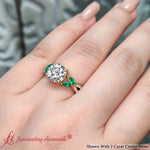 Load image into Gallery viewer, twisted-split-round-cut-vine-lab-diamond-engagement-ring-with-emerald-in-yellow-gold-fdenr3211-fancy-1-yg