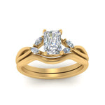 Load image into Gallery viewer, twisted-vine-radiant-cut-bridal-diamond-ring-set-with-plain-shank-in-yellow-gold-FD8300RAB1-NL-YG.jpg