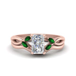 Load image into Gallery viewer, twisted-vine-radiant-cut-bridal-emerald-ring-set-with-plain-shank-in-rose-gold-FD8300RAB1GEMGR-NL-RG.jpg