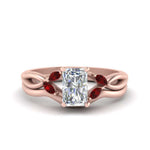 Load image into Gallery viewer, twisted-vine-radiant-cut-bridal-ruby-ring-set-with-plain-shank-in-rose-gold-FD8300RAB1GRUDR-NL-RG.jpg