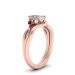 Load image into Gallery viewer, twisted-vine-radiant-cut-bridal-ruby-ring-set-with-plain-shank-in-rose-gold-FD8300RAB1GRUDR-NL-RG.jpg