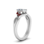 Load image into Gallery viewer, twisted-vine-radiant-cut-bridal-ruby-ring-set-with-plain-shank-in-white-gold-FD8300RAB1GRUDR-NL-WG.jpg