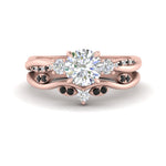 Load image into Gallery viewer, twisted-vine-vintage-band-round-cut-diamond-wedding-ring-set-with-black-diamond-in-rose-gold-FD10981ROGBLACKANGLE3-NL-RG.jpg