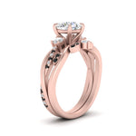 Load image into Gallery viewer, twisted-vine-vintage-band-round-cut-diamond-wedding-ring-set-with-black-diamond-in-rose-gold-FD10981ROGBLACKANGLE3-NL-RG.jpg