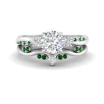 Load image into Gallery viewer, twisted-vine-vintage-band-round-cut-diamond-wedding-ring-set-with-emerald-in-white-gold-FD10981ROGEMGRANGLE3-NL-WG.jpg