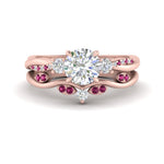 Load image into Gallery viewer, twisted-vine-vintage-band-round-cut-diamond-wedding-ring-set-with-pink-sapphire-in-rose-gold-FD10981ROGSADRPIANGLE3-NL-RG.jpg