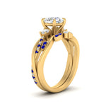 Load image into Gallery viewer, twisted-vine-vintage-band-round-cut-diamond-wedding-ring-set-with-sapphire-in-yellow-gold-FD10981ROGSABLANGLE3-NL-YG.jpg