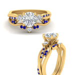 Load image into Gallery viewer, twisted-vine-vintage-band-round-cut-diamond-wedding-ring-set-with-sapphire-in-yellow-gold-FD10981ROGSABLANGLE3-NL-YG.jpg