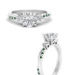 Load image into Gallery viewer, twisted-vine-vintage-round-cut-diamond-engagement-ring-with-emerald-in-white-gold-FD10981RORGEMGRANGLE3-NL-WG.jpg?v=1764677363