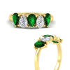 Load image into Gallery viewer, two-carat-5-stone-emerald-teardrop-anniversary-ring-in-yellow-gold-fdwb8008pegemgrangle3-2.00ct-nl-yg.jpg