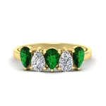 Load image into Gallery viewer, two-carat-5-stone-emerald-teardrop-anniversary-ring-in-yellow-gold-fdwb8008pegemgrsleep-2.00ct-nl-yg.jpg