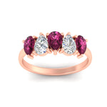 Load image into Gallery viewer, two-carat-5-stone-pink-sapphire-teardrop-anniversary-ring-in-rose-gold-fdwb8008pegsadrpiangle5-2.00ct-nl-rg.jpg