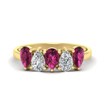 Load image into Gallery viewer, two-carat-5-stone-pink-sapphire-teardrop-anniversary-ring-in-yellow-gold-fdwb8008pegsadrpisleep-2.00ct-nl-yg.jpg