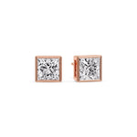 Load image into Gallery viewer, Stylish Princess Bezel Diamond Studs
