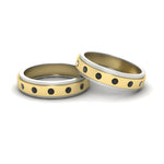 Load image into Gallery viewer, two-tone-bezel-set-couples-black-diamond-wedding-band-in-yellow-gold-FD11141BGBLACK-NL-YG.jpg