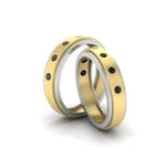 Load image into Gallery viewer, two-tone-bezel-set-couples-black-diamond-wedding-band-in-yellow-gold-FD11141BGBLACK-NL-YG.jpg