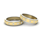 Load image into Gallery viewer, two-tone-bezel-set-couples-diamond-wedding-band-in-yellow-gold-FD11141B-NL-YG.jpg