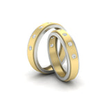 Load image into Gallery viewer, two-tone-bezel-set-couples-diamond-wedding-band-in-yellow-gold-FD11141B-NL-YG.jpg