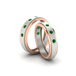 Load image into Gallery viewer, two-tone-bezel-set-couples-emerald-wedding-band-in-white-gold-FD11141BGEMGR-NL-WG.jpg