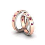 Load image into Gallery viewer, two-tone-bezel-set-couples-pink-sapphire-wedding-band-in-rose-gold-FD11141BGSADRPI-NL-RG.jpg