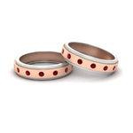 Load image into Gallery viewer, two-tone-bezel-set-couples-ruby-wedding-band-in-rose-gold-FD11141BGRUDR-NL-RG.jpg