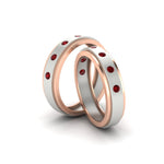 Load image into Gallery viewer, two-tone-bezel-set-couples-ruby-wedding-band-in-white-gold- FD11141BGRUDR-NL-WG.jpg