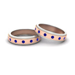 Load image into Gallery viewer, two-tone-bezel-set-couples-sapphire-wedding-band-in-rose-gold-FD11141BGSABL-NL-RG.jpg