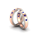 Load image into Gallery viewer, two-tone-bezel-set-couples-sapphire-wedding-band-in-rose-gold-FD11141BGSABL-NL-RG.jpg