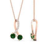 Load image into Gallery viewer, twogether-2-stone-diamond-ribbon-pendant-with-emerald-in-rose-gold-FDPD11486GEMGRANGLE2-NL-RG