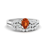 Load image into Gallery viewer, unique-pear-cluster-bezel-orange-sapphire-bridal-ring-set-in-white-gold-FDENS3110PEGSAOR-NL-WG.jpg