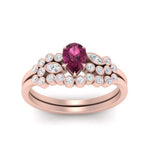 Load image into Gallery viewer, unique-pear-cluster-bezel-pink-sapphire-bridal-ring-set-in-rose-gold-FDENS3110PEGSADRPI-NL-RG.jpg
