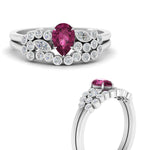 Load image into Gallery viewer, unique-pear-cluster-bezel-pink-sapphire-bridal-ring-set-in-white-gold-FDENS3110PEGSADRPI-NL-WG.jpg